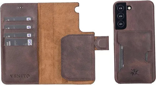 Vista 193 de Venito Florence - Funda de piel compatible con Samsung Galaxy S9, extra segura con bloqueo RFID, cartera desmontable para teléfono (gris decolorado)