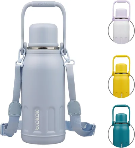 Vista 9 de BJPKPK - Botellas de agua termoaisladas de 27 onzas con tapa y asa de transporte, botellas de agua de acero inoxidable libres de BPA para la Verde