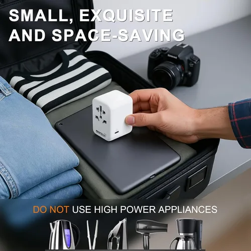Vista 6 de Adaptador de viaje de carga rápida, Blanco, 28W US