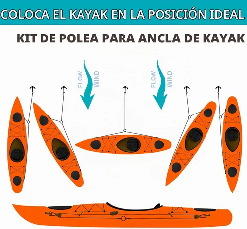Vista 3 de Kit de carro de anclaje para kayak, asistente de anclaje, carrito de anclaje, sistema de anclaje para kayak, canoas, barco, etc. Cuerda