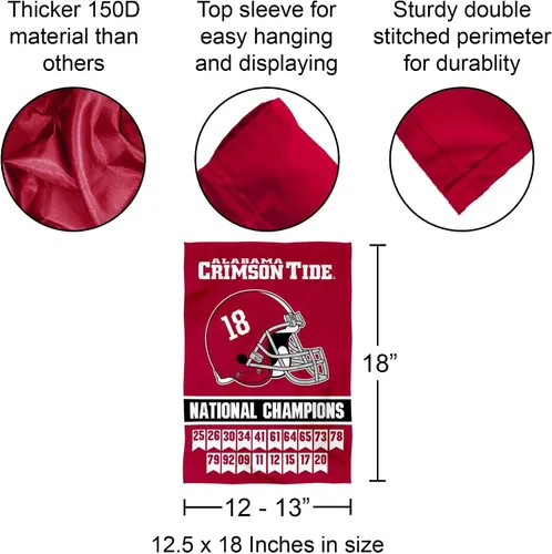 Vista 3 de Bandera de jardín de doble cara de Alabama Crimson Tide 18 Times National Champions