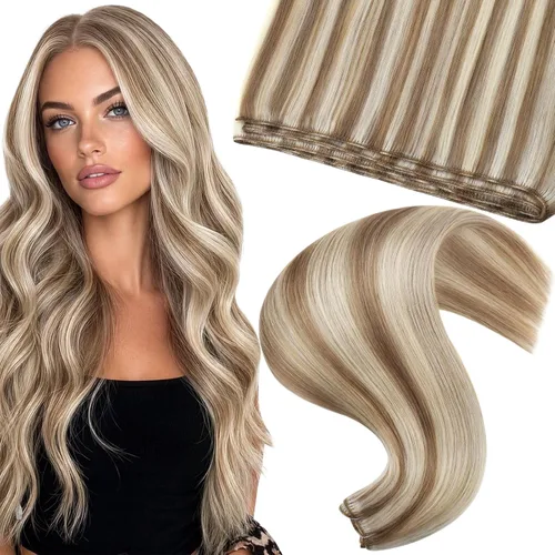 Vista 50 de Moresoo Extensiones de cabello humano real para coser, color negro natural