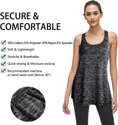 Vista 69 de Cestyle - Camiseta sin mangas para mujer, cuello redondo, corte holgado, para entrenamiento