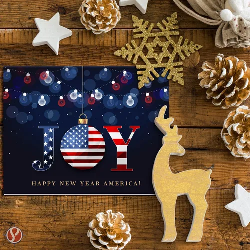 Vista 3 de 2026 Feliz Año Nuevo América! - Tarjetas de felicitación y sobres plegables de Navidad (en blanco en el interior), tarjetas patrióticas para regalos