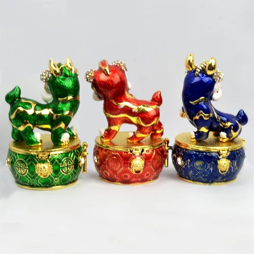 Vista 4 de Estatua de amuleto de tres leones en tambor de Feng Shui 3PCS