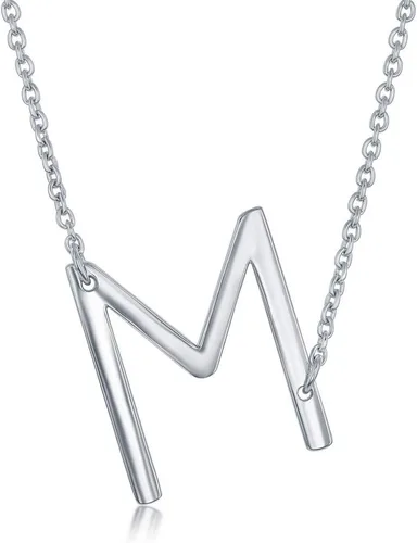 Vista 23 de Dainty Sideways Initial Necklace for Women – Sterling Silver or 14K Gold Plated 20mm Alphabet Letter Pendant