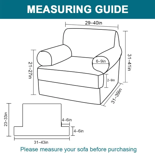 Vista 2 de Turquoize Funda para sillón con cojín en forma de T para sala de estar, funda elástica para sofá, funda suave para sillón, fundas de muebles