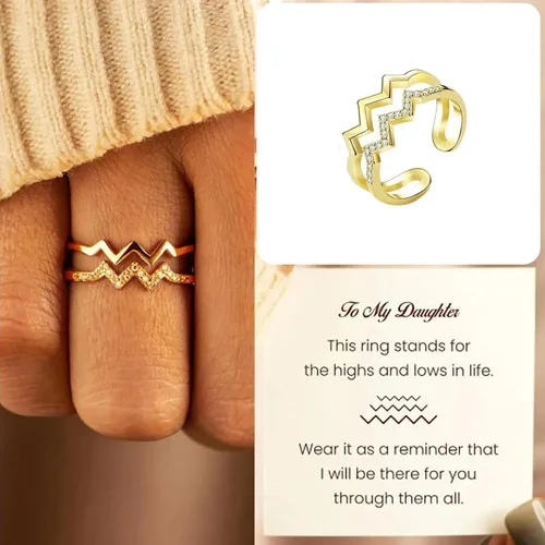 Vista 15 de Regalos para hija de mamá, anillo de circón de doble onda, anillos de madre e hija, artículos de moda, regalos de cumpleaños, Navidad, 2025