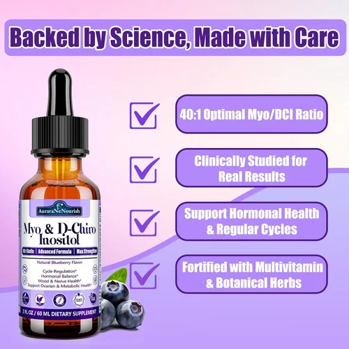 Vista 8 de Suplemento de mio-inositol y D-Chiro inositol para mujeres, proporción 40:1 que apoya el equilibrio hormonal y el ovario con bayas de árbol casto