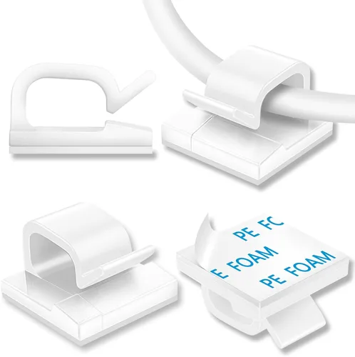 Vista 12 de 65 piezas de clips para cables, organizador de cables adhesivo, soporte de cable, clip de alambre, gestión de cables, ganchos autoadhesivos, soporte