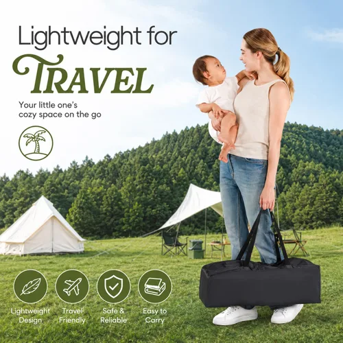 Vista 8 de Pamo babe Compact Pack and Play - Cuna portátil para bebé, ligero y plegable corralito de viaje con almohadilla de colchón y bolsa de transporte