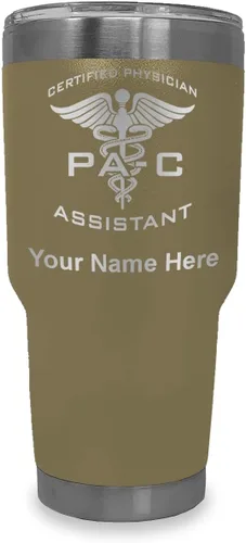 Vista 31 de LaserGram Vaso aislado al vacío de 20 onzas, asistente médico certificado PA-C, grabado personalizado incluido (negro)