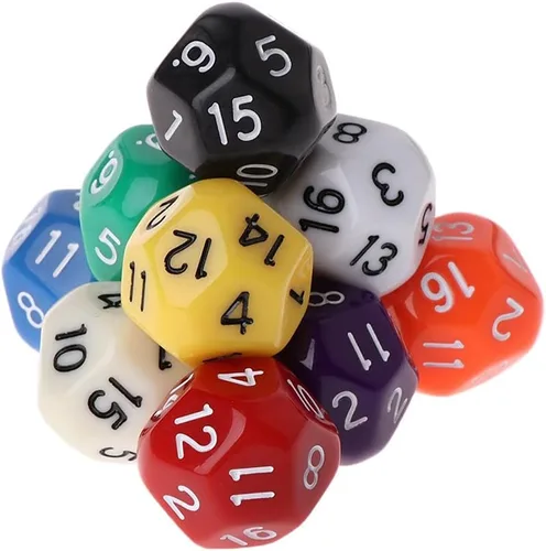 Vista 7 de Juego de 10 dados poliédricos D16 para Calabozos y Dragones de 16 caras
