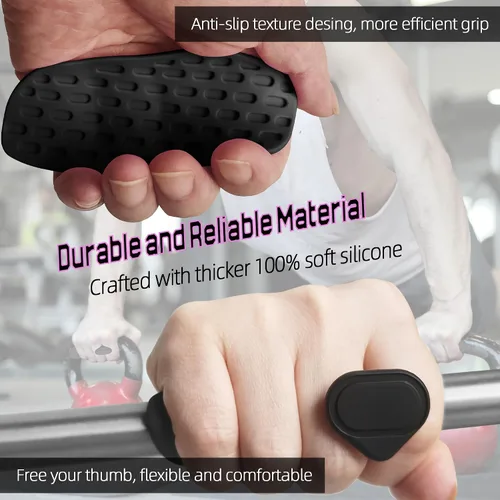 Vista 5 de Puños para levantamiento de pesas, guantes de entrenamiento ergonómicos para mujeres y hombres, agarres de goma para gimnasio sin dedos, agarres