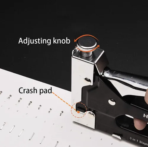 Vista 4 de Edward Tools Pro 3 en 1 - Pistola de grapas resistente con 600 grapas, para tapicería, madera, jardín, alambre, muebles, techos, grapas tipo D, U