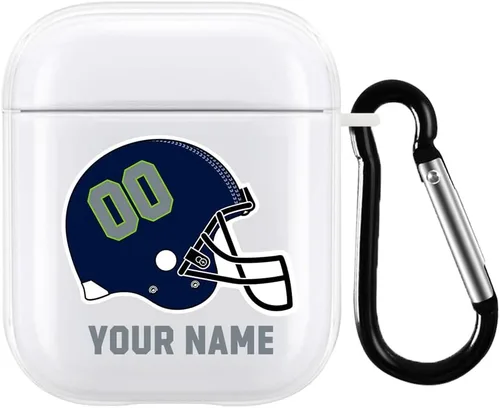 Vista 24 de Funda de casco de fútbol con nombre y número para Apple AirPods de 2ª y 1ª generación, regalo personalizado para fanáticos de los deportes de Arizona