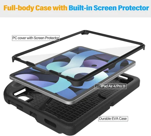 Vista 6 de SUPLIK Funda infantil para iPad Air de 5ª/4ª generación (10.9 pulgadas, 2022/2020), construida con protector de pantalla, iPad Air 5, funda a prueba