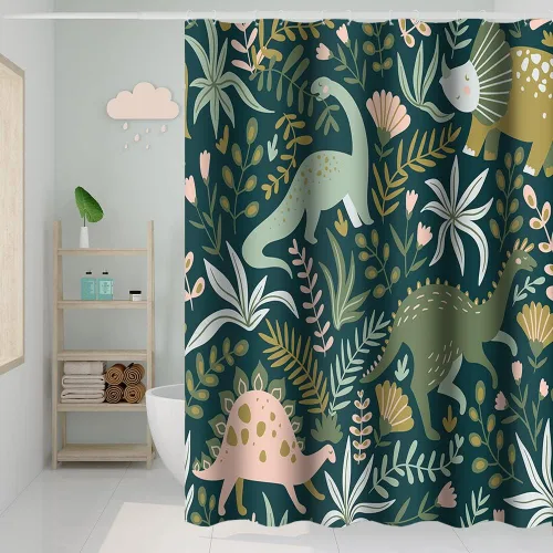 Vista 12 de Cortina de Ducha Floral Bohemia Negra Flores de Mediados de Siglo Botánica Moderna Elegante Estética Cortina de Ducha para Decoración de Baño