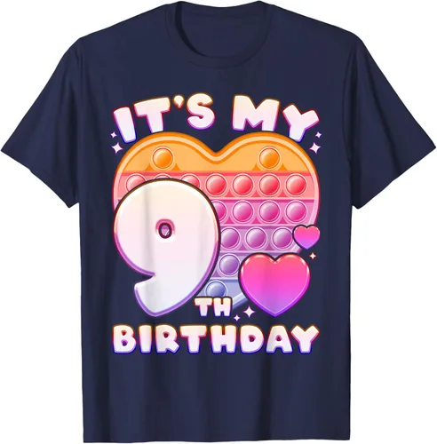 Vista 66 de Pop-it Birthday Girl 9 años de edad, Push it Pop Fidget Bubble Camiseta, Negro