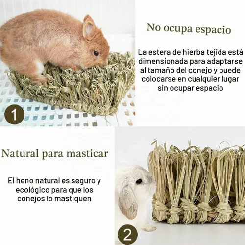 Vista 3 de Hamiledyi Tapete de forrajero tejido natural de conejo, conejillo de indias, juguete de enriquecimiento para raspar para erizo de ardilla Chinchilla