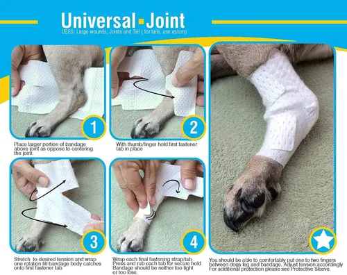 Vista 3 de PawFlex Vendajes para heridas articulares y de área grande para perros, gatos y otras mascotas. Ideal para esguinces de articulaciones de piernas