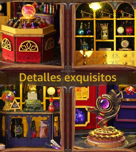 Vista 3 de Kit de casa de muñecas en miniatura Spilay para bricolaje, kit de casa de muñecas con muebles de madera, cubierta a prueba de polvo, caja de música