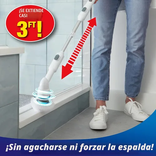 Vista 3 de Voom - Cepillo giratorio eléctrico, cepillo giratorio de ducha inalámbrico con 2 cabezales de cepillo reemplazables y mango ajustable, cepillo