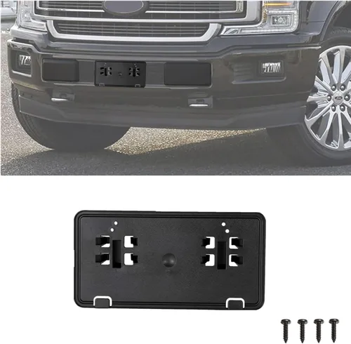 Vista 8 de Soporte para placa de matrícula de parachoques delantero, marco hueco compatible con Ford F150 2009-2014, reemplazo de soporte de montaje de placa