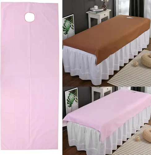 Vista 6 de Sábana de salón de belleza, cubierta impermeable para cama de masaje a prueba de aceite, sábana de mesa de masaje profesional con orificio