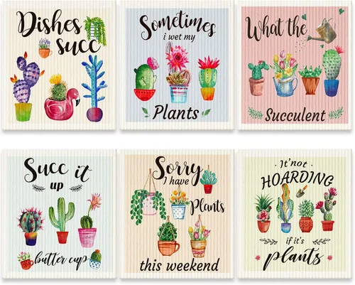 Vista 15 de 6 piezas de paños de cocina suecos reutilizables, toallas de cocina, paños de limpieza de esponja, paños absorbentes de secado rápido, paños