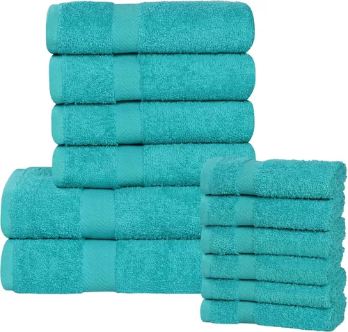 Vista 11 de Superior Juego de toallas surtidas de algodón de 18 piezas, incluye 8 toallas faciales, 6 manos y 4 toallas de baño, artículos esenciales