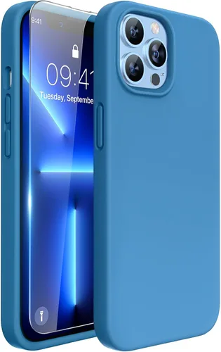 Vista 31 de Miracase Funda diseñada para iPhone 13 Pro Max con protector de pantalla, [forro de microfibra suave antiarañazos], funda protectora de silicona
