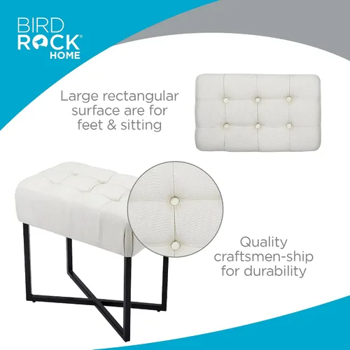 Vista 4 de BIRDROCK HOME Taburete rectangular copetudo con cojín acolchado suave, silla de tocador versátil para dormitorio, sala de estar, baño, asiento Negro