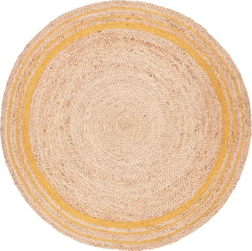 Vista 2 de SAFAVIEH NF807B - Alfombra redonda de fibra natural, 3 pies, redonda, color beige y dorado, hecha a mano con encanto bohemio y trenzado de yute