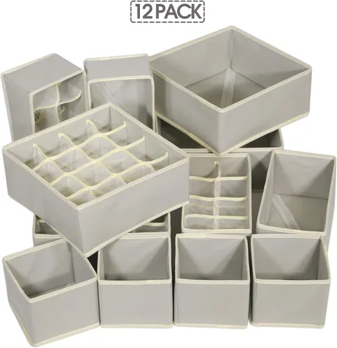 Vista 6 de TenabORT - Organizador de cajones, plegable con divisores de tela, organizador de armario con contenedores cuadrados de tela, cestas para ropa