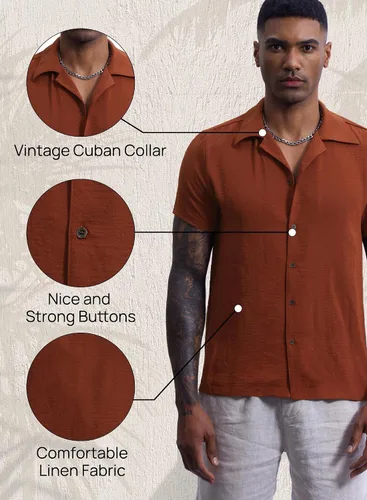 Vista 5 de Arvilhill Camisa cubana casual de verano para hombre