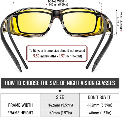 Vista 17 de Night Vision Driving Glasses for Men & Women - Polarized Anti Glare Fit Overs with Wrap-Around HD Yellow Lens