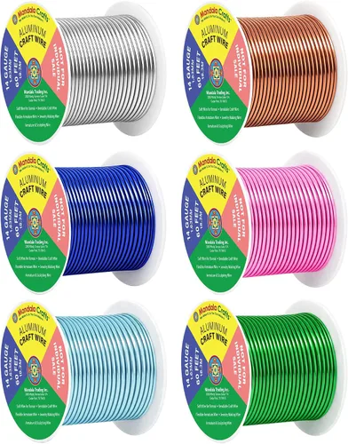 Vista 79 de Mandala Crafts - Alambre de aluminio anodizado de calibre 22 para hacer joyas - 137.2 m de alambre flexible surtido y coloreado - Doble para bonsái