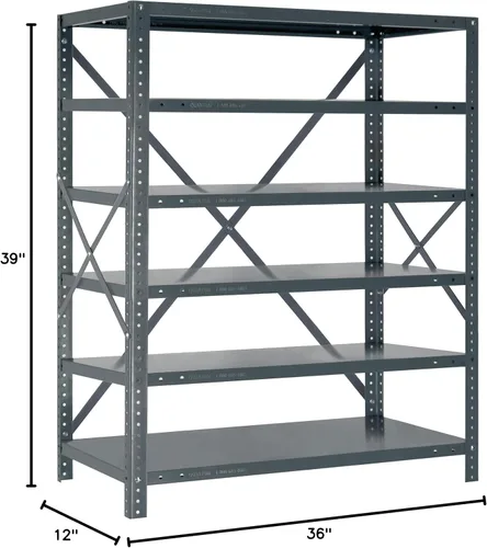 Vista 277 de Quantum QSBU-245BK Heavy Duty Shelving Unit with (7) Shelves and (24) QUS245 Black Bins for Garage Warehouse Storage Distribution 400 lb Load