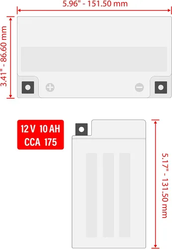 Vista 2 de Caltric Agm - Batería compatible con Honda Trx250Tm Trx 250Tm Recon 250 2X4 2002 2003 2004 2005-2016