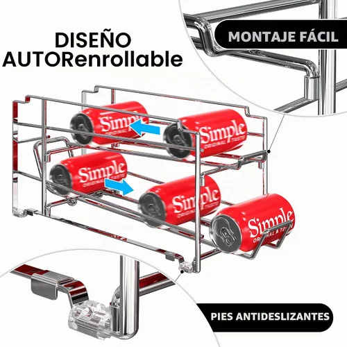 Vista 4 de Simple Houseware Paquete de 4 organizadores dispensadores apilables para cromado