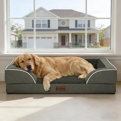 Vista 48 de Camas ortopédicas para perros grandes, cama de espuma viscoelástica impermeable para mascotas grandes con lados 89x56 cm, sofá para perros grandes