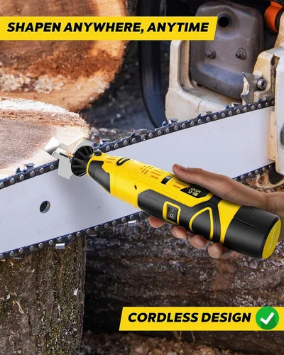 Vista 2 de EzzDoo Kit Afilador de Motosierra Eléctrico Inalámbrico - Herramienta Portátil de Afilado de Cadena de Motosierra de 12V con 6 Brocas de Diamante
