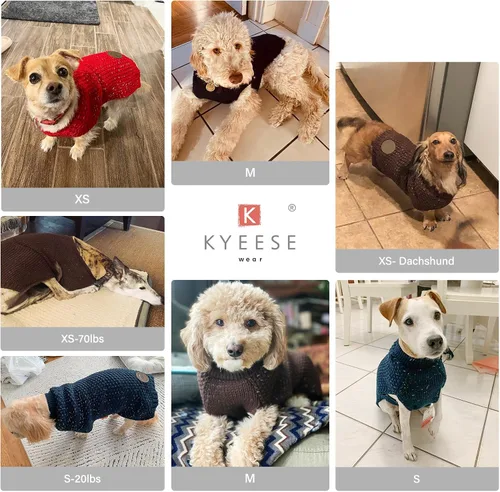 Vista 6 de KYEESE Suéter para Perro con Agujero para Correa para Perros Pequeños Machos Suéter Cálido con Hilo Reflectante Tejido Suave Ropa para Perros Machos