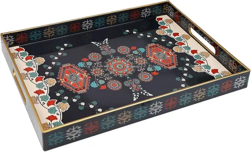 Vista 14 de Spsyrine - Bandeja de servir con asas, bandeja decorativa de plástico para mesa de café, sala de estar, decoración del hogar, 3040B
