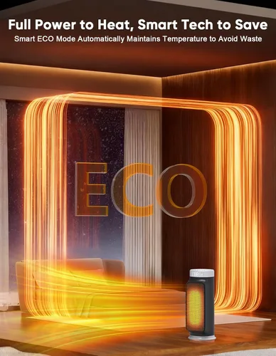 Vista 5 de Calentador de espacio PTC de 1500 W con control remoto, calentadores eléctricos portátiles para uso en interiores, calentador de cerámica