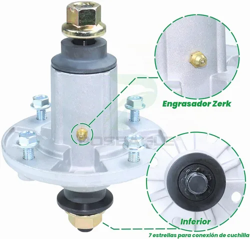 Vista 7 de GY21098 Conjunto de husillo para cubiertas John Deere D110 D105 A2 1xHusillo+1xGX20367