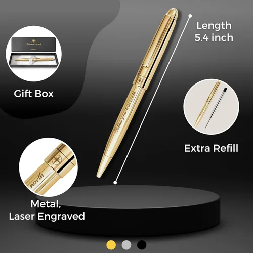 Vista 3 de Bolígrafo para mujer, bolígrafo elegante para diario y escritura, bolígrafo inspirador con frase motivacional "Follow Your True North", caja