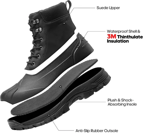Vista 2 de NORTIV 8 Botas de invierno para hombre, impermeables, antideslizantes, resistentes al frío, botas Hikng