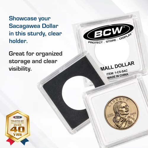 Vista 2 de BCW Cápsula para monedas de 2x2 - Dólar pequeño de 25 ct Protector de monedas seguro para archivo Estuche expositor de monedas de poliestireno